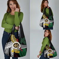 Ni-Van Vanuatu 45th Yumi Yumi Yumi Grocery Bag Vanuatuan Boar Tusk Polynesian Pattern