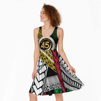 Ni-Van Vanuatu 45th Yumi Yumi Yumi Midi Dress Vanuatuan Boar Tusk Polynesian Pattern LT9 - Polynesian Pride
