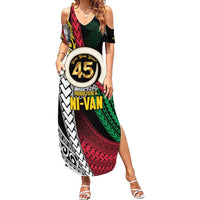 Ni-Van Vanuatu 45th Yumi Yumi Yumi Summer Maxi Dress Vanuatuan Boar Tusk Polynesian Pattern LT9 Women Black - Polynesian Pride