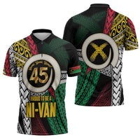 Ni-Van Vanuatu 45th Yumi Yumi Yumi Zipper Polo Shirt Vanuatuan Boar Tusk Polynesian Pattern LT9 - Polynesian Pride
