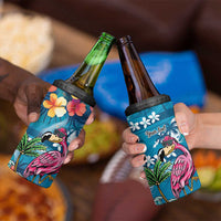 Hawaiian Flamingo Hibiscus Personalised 4 in 1 Can Cooler Tumbler Blue Summer Tropical Flowers LT9 - Polynesian Pride