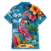 Hawaiian Flamingo Hibiscus Personalised Family Matching Summer Maxi Dress and Hawaiian Shirt Blue Summer Tropical Flowers LT9 - Polynesian Pride