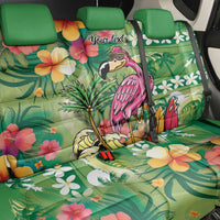 Hawaiian Flamingo Hibiscus Personalised Back Car Seat Cover Green Summer Tropical Flowers LT9 - Polynesian Pride