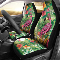 Hawaiian Flamingo Hibiscus Personalised Car Seat Cover Green Summer Tropical Flowers LT9 - Polynesian Pride