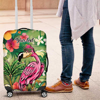 Hawaiian Flamingo Hibiscus Personalised Luggage Cover Green Summer Tropical Flowers LT9 Green - Polynesian Pride
