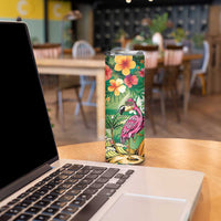 Hawaiian Flamingo Hibiscus Personalised Skinny Tumbler Green Summer Tropical Flowers LT9 - Polynesian Pride