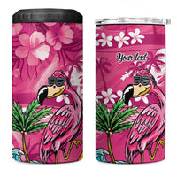 Hawaiian Flamingo Hibiscus Personalised 4 in 1 Can Cooler Tumbler Pink Summer Tropical Flowers LT9 One Size: 16 oz Pink - Polynesian Pride