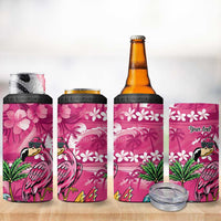 Hawaiian Flamingo Hibiscus Personalised 4 in 1 Can Cooler Tumbler Pink Summer Tropical Flowers LT9 - Polynesian Pride