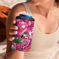 Hawaiian Flamingo Hibiscus Personalised 4 in 1 Can Cooler Tumbler Pink Summer Tropical Flowers LT9 - Polynesian Pride
