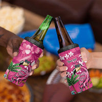 Hawaiian Flamingo Hibiscus Personalised 4 in 1 Can Cooler Tumbler Pink Summer Tropical Flowers LT9 - Polynesian Pride