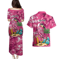 Hawaiian Flamingo Hibiscus Personalised Couples Matching Puletasi and Hawaiian Shirt Pink Summer Tropical Flowers LT9 - Polynesian Pride
