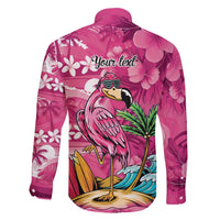 Hawaiian Flamingo Hibiscus Personalised Family Matching Off Shoulder Short Dress and Hawaiian Shirt Pink Summer Tropical Flowers LT9 - Polynesian Pride