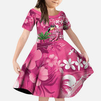 Hawaiian Flamingo Hibiscus Personalised Kid Short Sleeve Dress Pink Summer Tropical Flowers LT9 KID Pink - Polynesian Pride