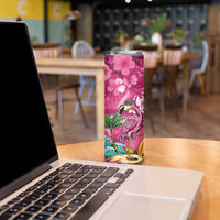 Hawaiian Flamingo Hibiscus Personalised Skinny Tumbler Pink Summer Tropical Flowers LT9 - Polynesian Pride