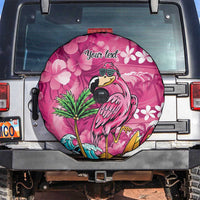 Hawaiian Flamingo Hibiscus Personalised Spare Tire Cover Pink Summer Tropical Flowers LT9 Pink - Polynesian Pride