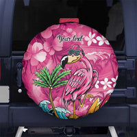 Hawaiian Flamingo Hibiscus Personalised Spare Tire Cover Pink Summer Tropical Flowers LT9 No hole Pink - Polynesian Pride