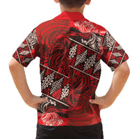 Vintage Ngatu Tribal Tonga Pattern Family Matching Off The Shoulder Long Sleeve Dress and Hawaiian Shirt LT9 - Polynesian Pride