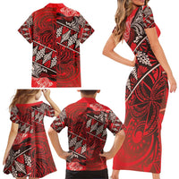 Vintage Ngatu Tribal Tonga Pattern Family Matching Short Sleeve Bodycon Dress and Hawaiian Shirt LT9 - Polynesian Pride