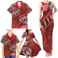 Vintage Ngatu Tribal Tonga Pattern Family Matching Tank Maxi Dress and Hawaiian Shirt LT9 - Polynesian Pride