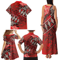 Vintage Ngatu Tribal Tonga Pattern Family Matching Tank Maxi Dress and Hawaiian Shirt LT9 - Polynesian Pride