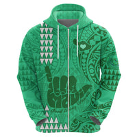 Personalised Strong Maui Hoodie Good Living Hawaii with Shaka Sign Kakau Tribal Green LT9 - Polynesian Pride