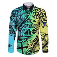 Malampa Fiji Day Family Matching Short Sleeve Bodycon Dress and Hawaiian Shirt Vanuatu Sand Drawing With Polynesian Pattern LT9 Dad's Shirt - Long Sleeve Black - Polynesian Pride