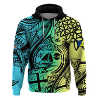 Malampa Fiji Day Hoodie Vanuatu Sand Drawing With Polynesian Pattern LT9 Black - Polynesian Pride