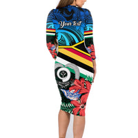 Personalised Torba Vanuatu Family Matching Long Sleeve Bodycon Dress and Hawaiian Shirt Sand Drawing With Polynesian Pattern LT9 - Polynesian Pride