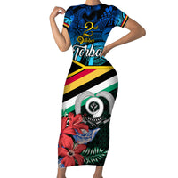 Personalised Torba Vanuatu Family Matching Short Sleeve Bodycon Dress and Hawaiian Shirt Sand Drawing With Polynesian Pattern LT9 Mom's Dress Black - Polynesian Pride