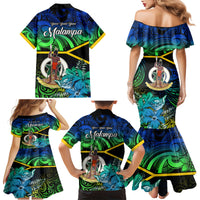 Malampa Day Family Matching Mermaid Dress and Hawaiian Shirt Vanuatu Flowers with Malampa Emblem Tribal Pattern LT9 - Polynesian Pride