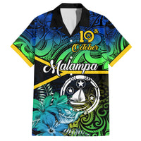Malampa Day Family Matching Off Shoulder Short Dress and Hawaiian Shirt Vanuatu Flowers with Malampa Emblem Tribal Pattern LT9 Dad's Shirt - Short Sleeve Black - Polynesian Pride