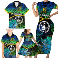 Malampa Day Family Matching Short Sleeve Bodycon Dress and Hawaiian Shirt Vanuatu Flowers with Malampa Emblem Tribal Pattern LT9 - Polynesian Pride