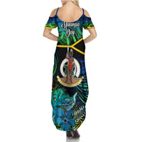 Malampa Day Family Matching Summer Maxi Dress and Hawaiian Shirt Vanuatu Flowers with Malampa Emblem Tribal Pattern LT9 - Polynesian Pride