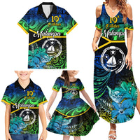 Personalised Malampa Day Family Matching Summer Maxi Dress and Hawaiian Shirt Vanuatu Flowers with Malampa Emblem Tribal Pattern LT9 - Polynesian Pride