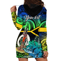 Personalised Malampa Day Hoodie Dress Vanuatu Flowers with Malampa Emblem Tribal Pattern LT9 - Polynesian Pride
