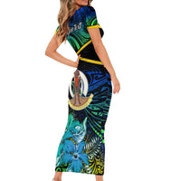 personalised-malampa-day-short-sleeve-bodycon-dress-vanuatu-flowers-with-malampa-emblem-tribal-pattern