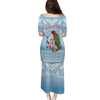 Melanesian Fiji Kula Bird Family Matching Puletasi and Hawaiian Shirt with Tagimoucia Masi Tapa Pattern LT9 - Polynesian Pride