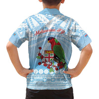 Melanesian Fiji Kula Bird Family Matching Summer Maxi Dress and Hawaiian Shirt with Tagimoucia Masi Tapa Pattern LT9 - Polynesian Pride