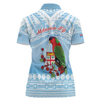 Melanesian Fiji Kula Bird Women Polo Shirt with Tagimoucia Masi Tapa Pattern LT9 - Polynesian Pride