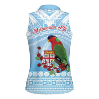 Melanesian Fiji Kula Bird Women Sleeveless Polo Shirt with Tagimoucia Masi Tapa Pattern LT9 - Polynesian Pride