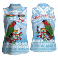 Melanesian Fiji Kula Bird Women Sleeveless Polo Shirt with Tagimoucia Masi Tapa Pattern LT9 - Polynesian Pride