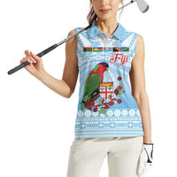 Melanesian Fiji Kula Bird Women Sleeveless Polo Shirt with Tagimoucia Masi Tapa Pattern LT9 - Polynesian Pride