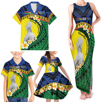 Melanesian New Caledonia Family Matching Tank Maxi Dress and Hawaiian Shirt Plumeria Kagu Bird and Nautilus Shell LT9 - Polynesian Pride