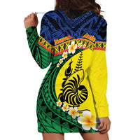Melanesian New Caledonia Hoodie Dress Plumeria Kagu Bird and Nautilus Shell LT9 - Polynesian Pride