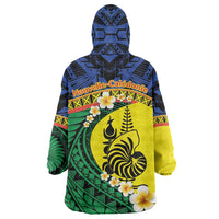 Melanesian New Caledonia Wearable Blanket Hoodie Plumeria Kagu Bird and Nautilus Shell LT9 - Polynesian Pride