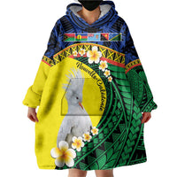 Melanesian New Caledonia Wearable Blanket Hoodie Plumeria Kagu Bird and Nautilus Shell LT9 - Polynesian Pride