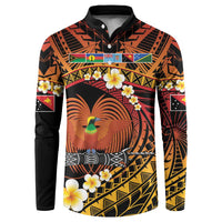 Melanesian Papua New Guinea Button Sweatshirt Plumeria Bird of Paradise Tribal LT9 Red - Polynesian Pride