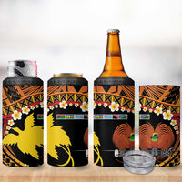 Melanesian Papua New Guinea 4 in 1 Can Cooler Tumbler Plumeria Bird of Paradise Tribal LT9 - Polynesian Pride