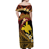 Melanesian Papua New Guinea Family Matching Off Shoulder Maxi Dress and Hawaiian Shirt Plumeria Bird of Paradise Tribal LT9 - Polynesian Pride