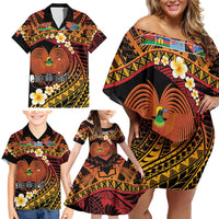 Melanesian Papua New Guinea Family Matching Off Shoulder Short Dress and Hawaiian Shirt Plumeria Bird of Paradise Tribal LT9 - Polynesian Pride